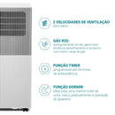 Ar-Condicionado Portátil Philco PAC12QN 12000 BTUs Função Quente e Frio, Timer e Controle Remoto