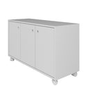 Balcão Para Escritório 3 Portas, MDP, Rodízios 40mm, Home Office BRV Móveis