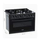 Fogão a Gás de Embutir Venax 5 Bocas Mesa de Vidro, Acendimento Automático, Forno 88,3L Bivolt