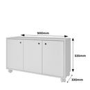Balcão Para Escritório 3 Portas, MDP, Rodízios 40mm, Home Office BRV Móveis