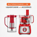 Multiprocessador Mondial 1000W Turbo Chef 5 em 1 Com Liquidificador 3L, Processador 3,2L, Lâminas Inox e Turbo MPN-01-R