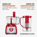 Multiprocessador Mondial 1000W Turbo Chef 5 em 1 Com Liquidificador 3L, Processador 3,2L, Lâminas Inox e Turbo MPN-01-R