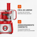 Multiprocessador Mondial 1000W Turbo Chef 5 em 1 Com Liquidificador 3L, Processador 3,2L, Lâminas Inox e Turbo MPN-01-R