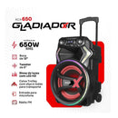 Caixa De Som Amplificada ACA 650 Gladiador X Amvox 650W RMS, Bluetooth 5.0, USB, AUX, LED Bivolt