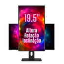 Monitor Fox 19,5" LED HD + 1600x900, 75Hz, 2ms HDMI, VGA, VESA, Ajuste de Altura e Inclinação Bivolt