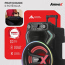 Caixa De Som Amplificada Amvox 950W RMS, 15", Bluetooth 5.0, TWS, LED, Bivolt ACA 950 Gladiador X