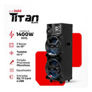 Caixa Som Amplificada Amvox 1400W RMS, 2 Woofers 10", Bluetooth, Karaokê, LED, AUX,  Bivolt Aca 1402