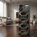 Caixa Som Amplificada Amvox 1400W RMS, 2 Woofers 10", Bluetooth, Karaokê, LED, AUX,  Bivolt Aca 1402