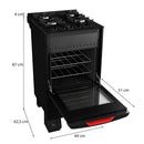 Fogão Mueller 4 Bocas Mesa de Vidro, Grades Ferro Fundido, Forno 48,1L Bivolt MFV4BF
