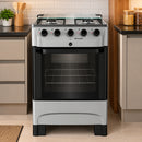 Fogão Mueller 4 Bocas, Acendimento Automático Total, Forno 48,1L Mesa Inox MFI4BB
