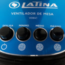 Ventilador de Mesa Latina VO641, 40cm, 6 Pás, Oscilante, 60W, Silencioso, Com 3 Velocidades