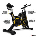 Bicicleta Spinning Kikos S1200 Roda de Inércia 13kg, Display LCD, Suporta até 120kg, Ajuste de Assento e Guidão